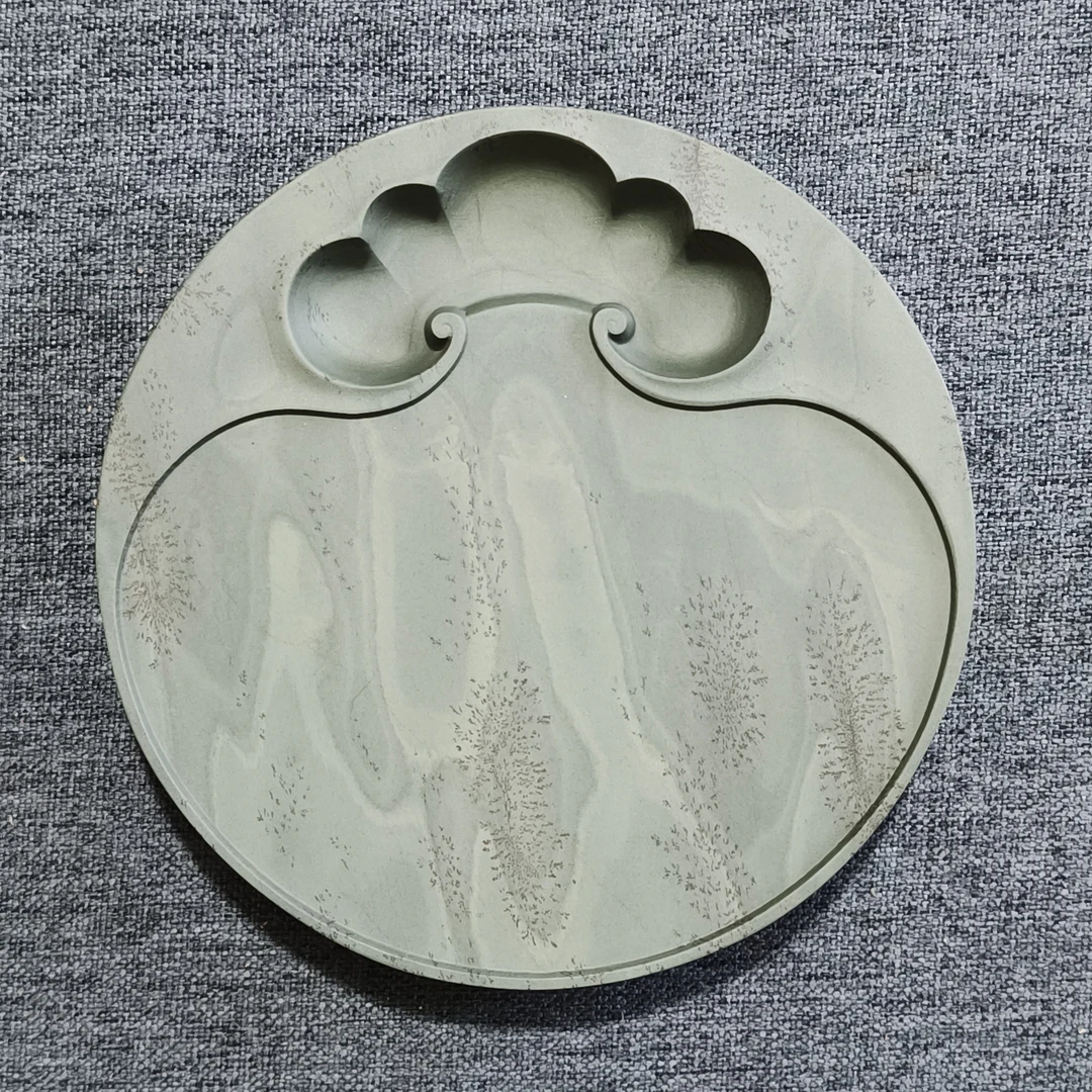 甘肃洮砚，西江双色大如意砚，尺寸14.1*14.1*2.3厘米