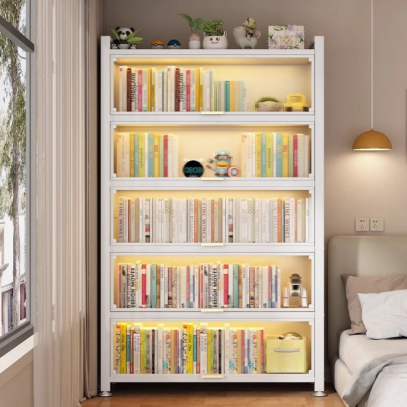 钢制书柜带门儿童防尘书架家用储物柜客厅书籍收纳架子卧室收纳柜