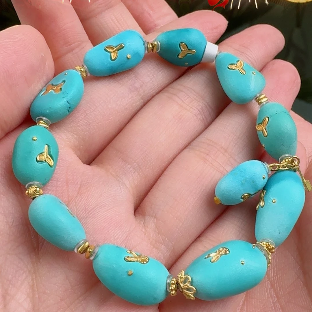 绿松石珠宝奇石18K金镶嵌