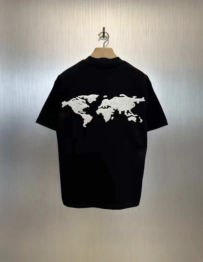 潮流穿搭重磅纯棉【GD毛巾绣地图】短袖T恤，男女同款