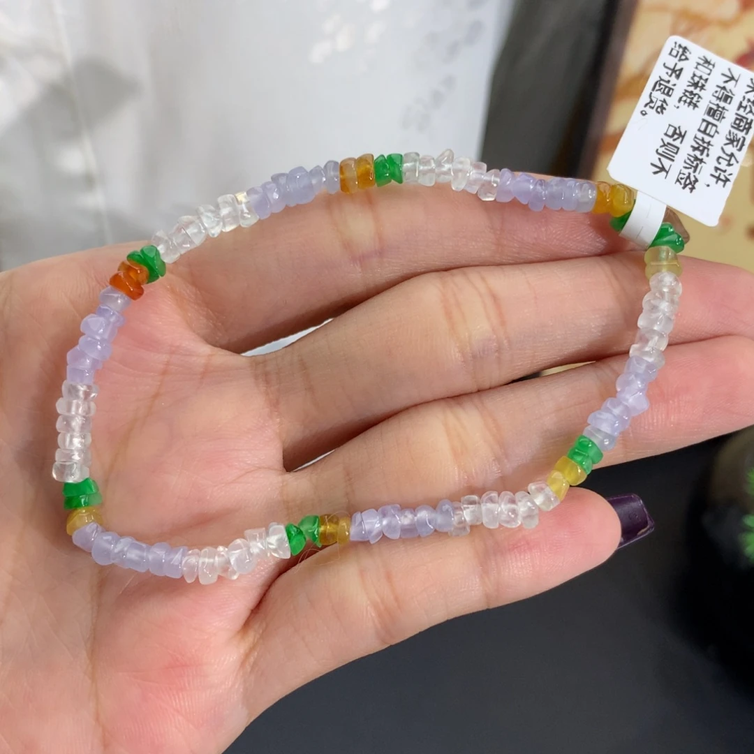 翡翠未镶嵌手串冰胶多宝随形手串