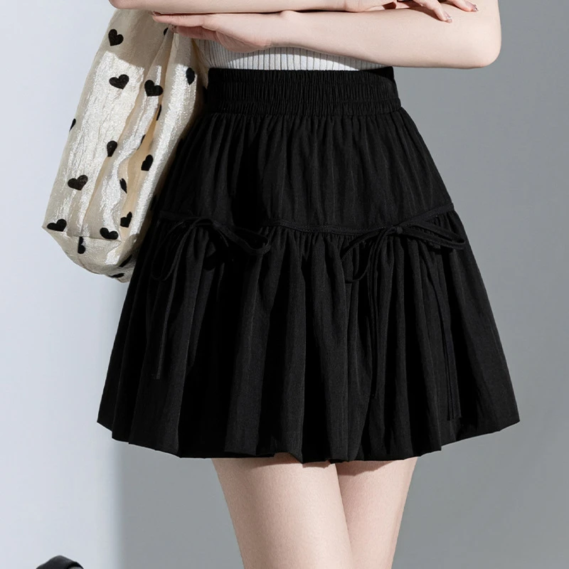 白色半身裙女夏2025新款花苞裙短裙高腰A字裙半裙裙子伞裙蓬蓬裙