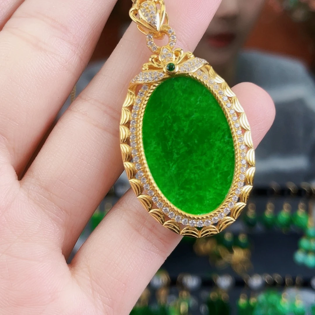 翡翠银S925镶嵌耳饰