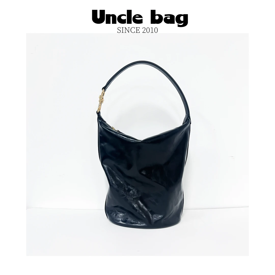 2店-小众高级感水桶包包女新款百搭大容量单肩头层牛皮托特包