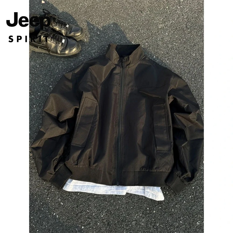 吉普JEEP SPIRIT短款工装外套男生百搭秋季穿搭三防立领冲锋夹克