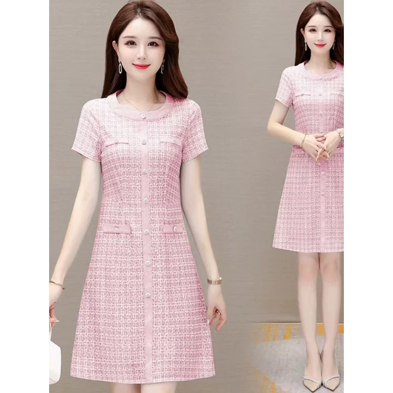 【A1098】2025女士新款洋气时尚修身显瘦高端气质夏季连衣裙