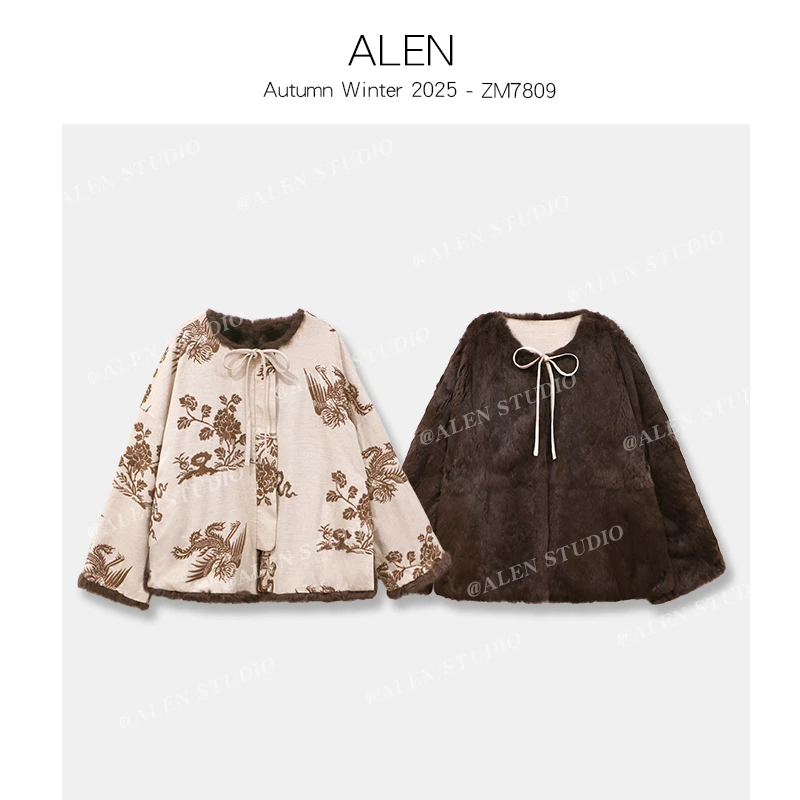 【Alen女装店】九州凤凰新中式国风圆领轻奢重工刺绣宽松外套ZM7809