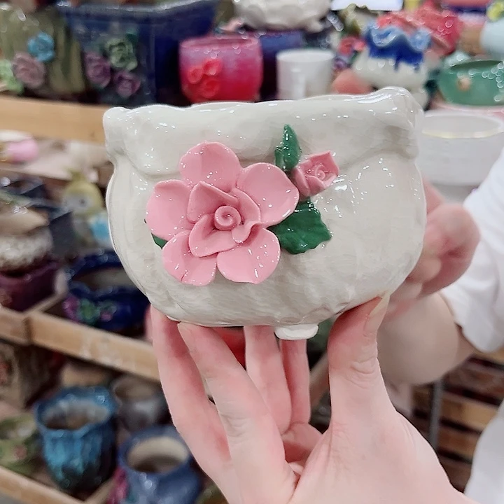 有孔.凑单10元陶瓷花盆发货！