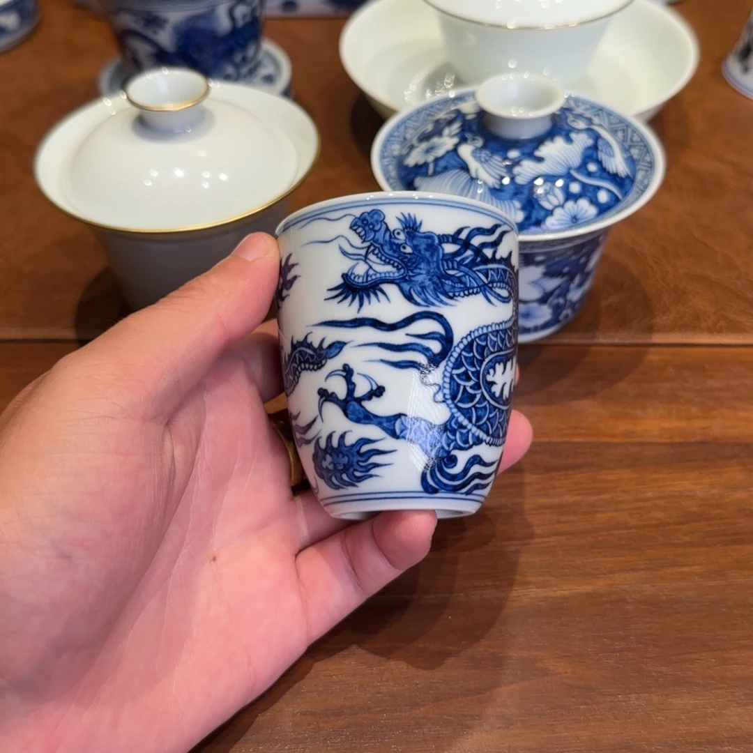 杯子J*j元青花铠甲龙纹手雷杯100cc