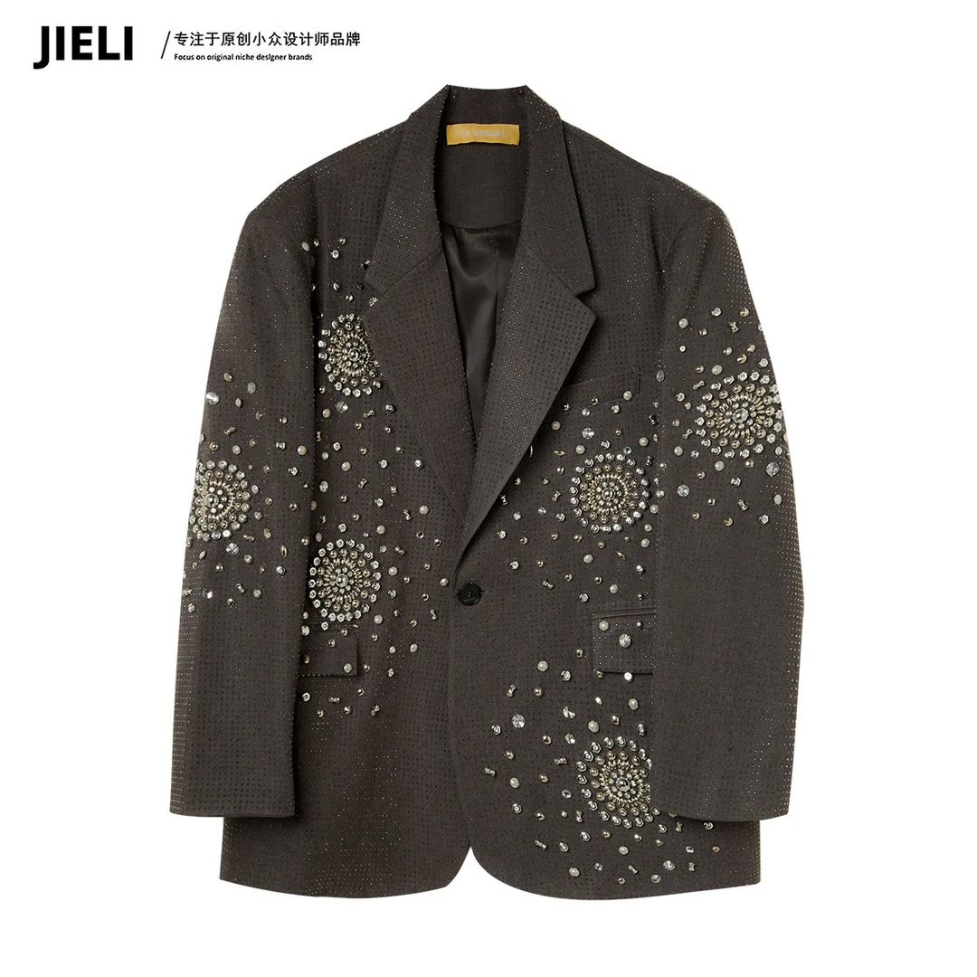 JIE LI/街力原创小众设计师定制款灰色西装外套W708