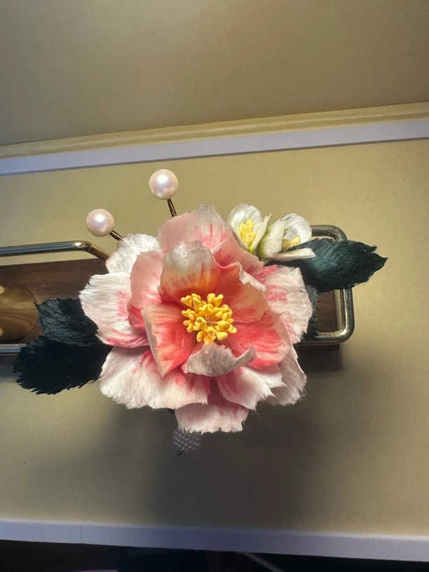 复古/宫廷中国汉服元素牡丹花发钗胸针复古风手工