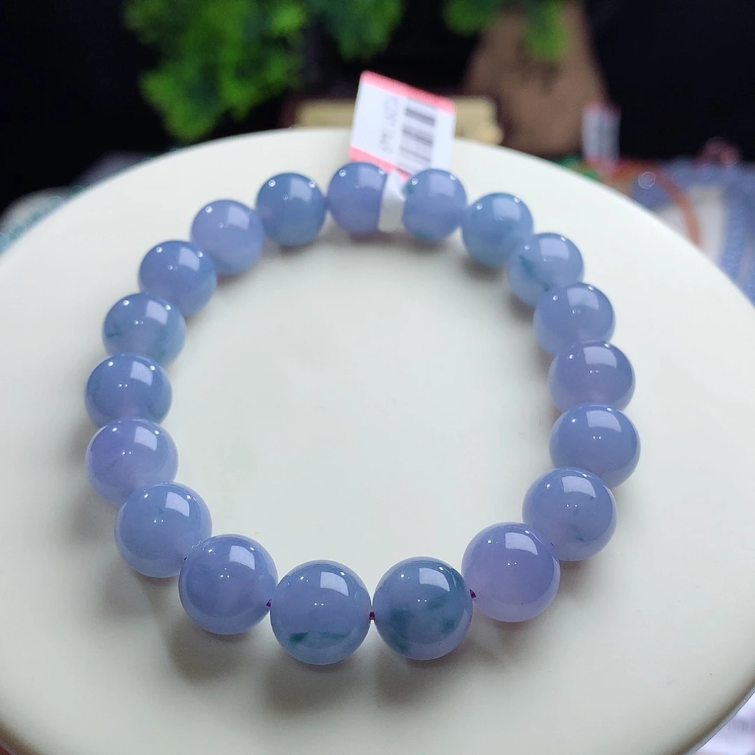 未镶嵌手串翡翠卡10mm冰胶浓妖紫紫罗兰飘蓝花