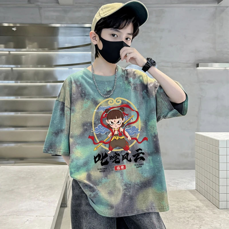 【新娜吒短袖】男童短袖t恤2025新款儿童夏装衣服男孩纯棉宝宝洋气