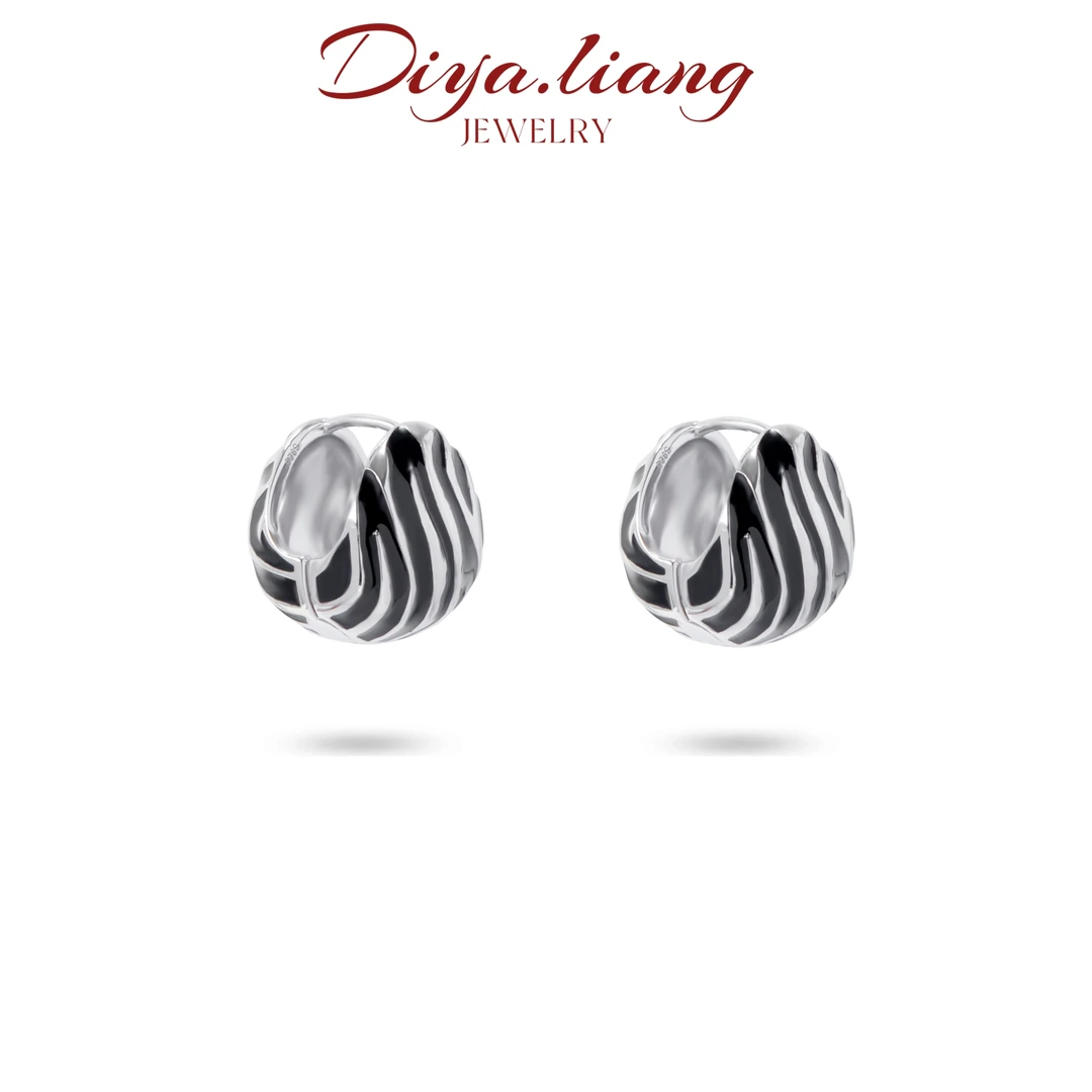 925银耳饰 梁雅帝新品【斑马立体三角贝壳】设计款百搭气质纯银耳饰