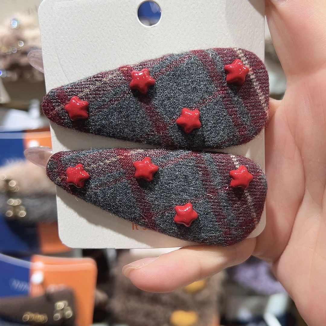 皮质铁合金星星格子掰掰夹