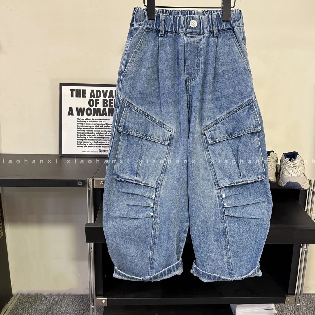 男童裤子2025春秋新款男孩潮酷痞帅工装风牛仔裤儿童帅气时髦长裤