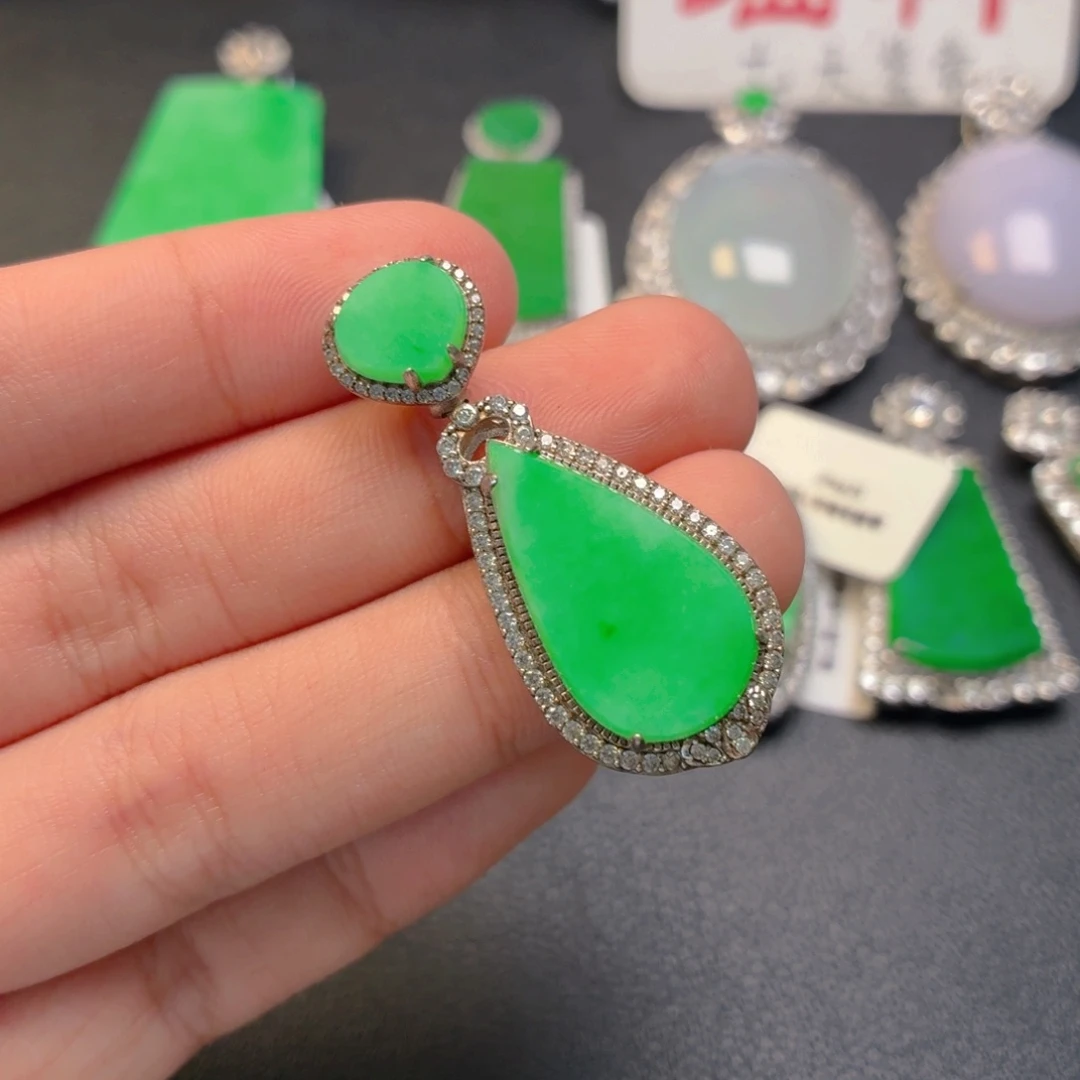 翡翠银S925镶嵌吊坠(不含链)