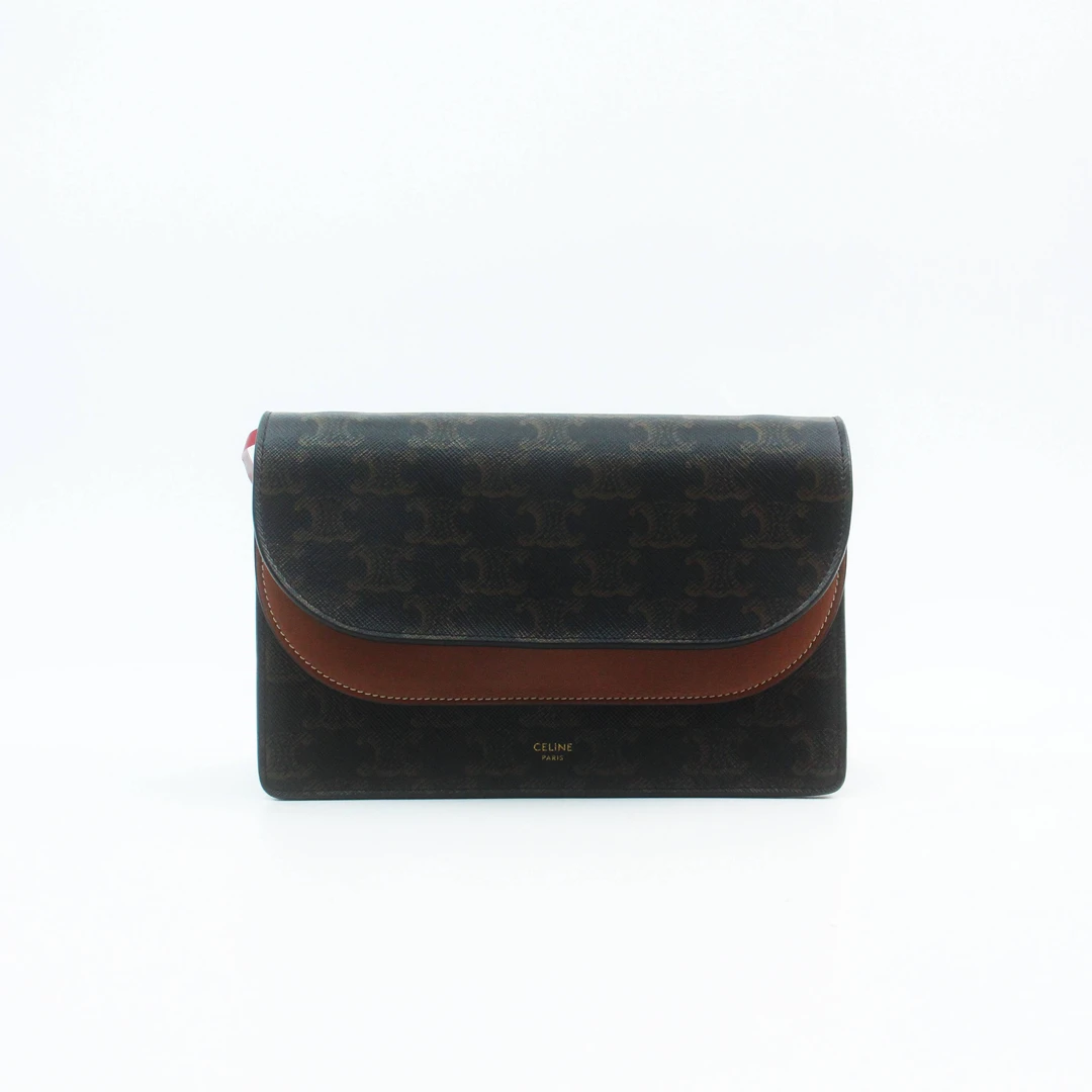 95新 Celine/思琳 81112B 老花凯旋门Triomphe woc单肩斜挎包