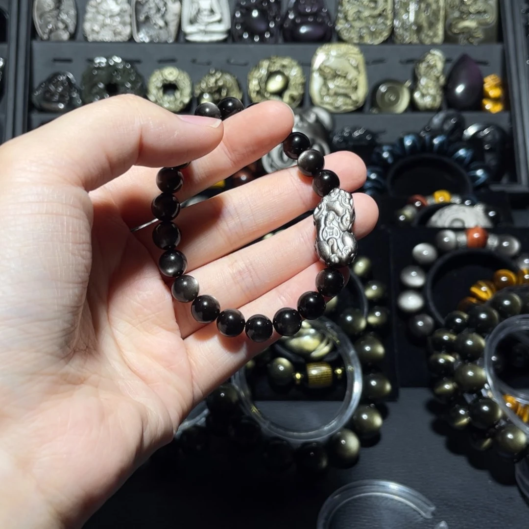 未镶嵌黑曜岩珠宝奇石平**福