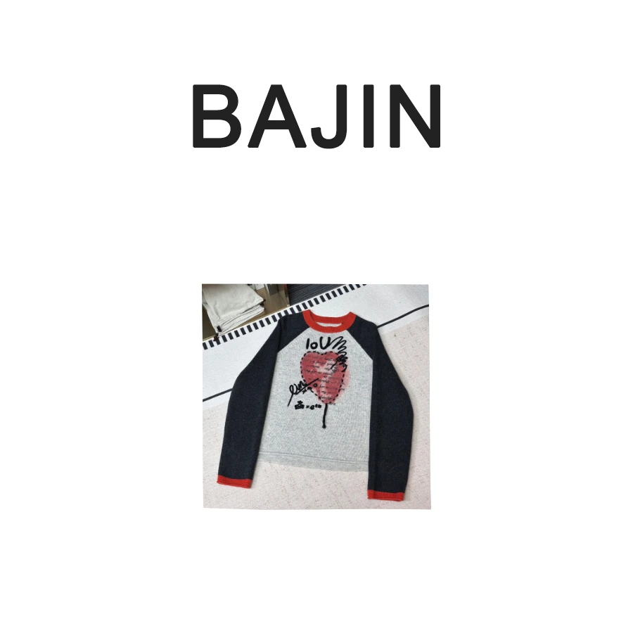 A2831【康宝莱山羊绒顶奢纱线】纯手工绣爱心love圆领毛衣