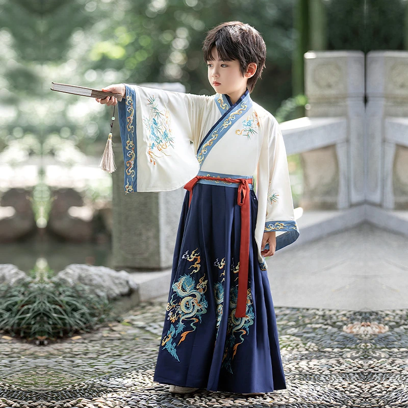 汉服男童2025春秋款改良原创儿童古装中国风古装公子王爷演出批发