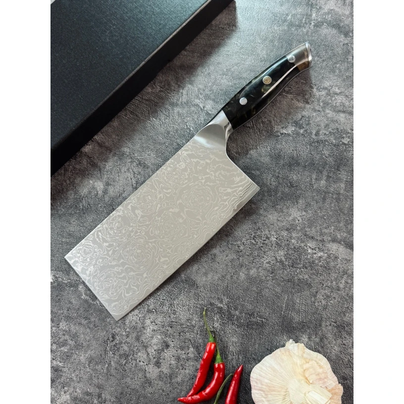 066大马士革玫瑰切片刀家用锋利切肉刀具厨房厨师专用菜刀