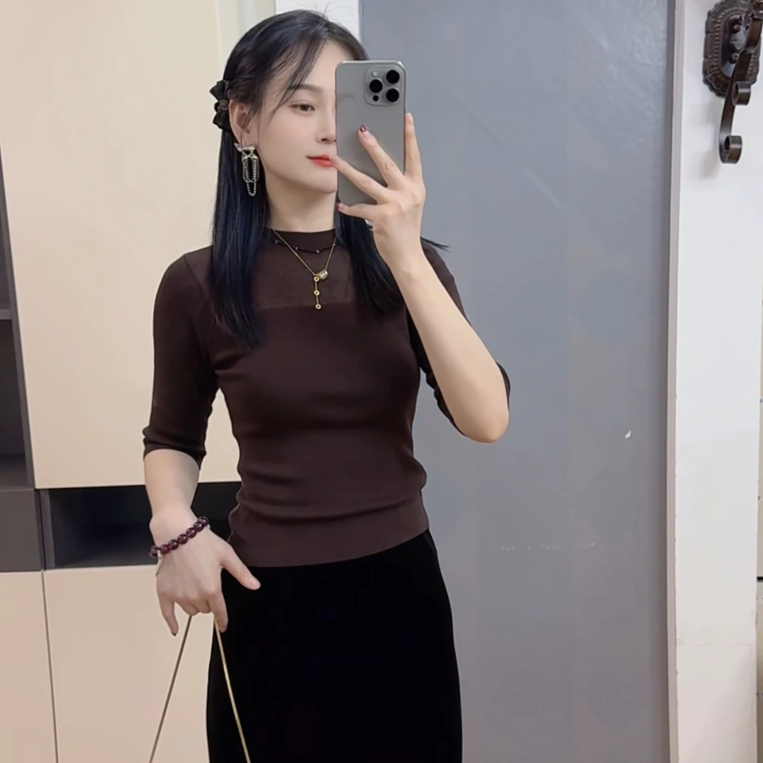 【XING星星定制】法式高货细软中袖针织上衣