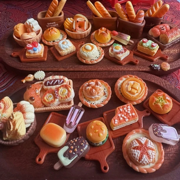 【面包系列直播拆】【珠子对对碰】仿真法式面包蛋糕树脂食玩