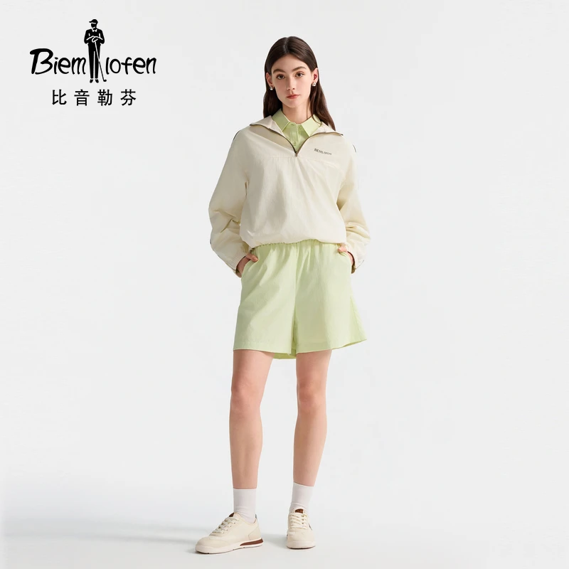 【棉感亲肤】比音勒芬2025春季新款休闲简约亲肤立领长袖T恤女士