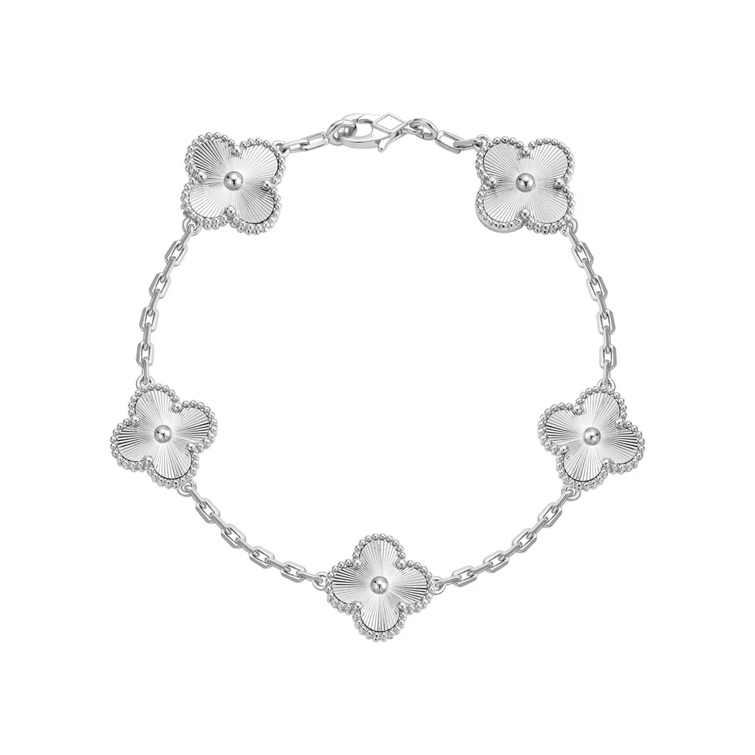 合金手链 白色链条五花手链幸运草lucky系列手链轻奢