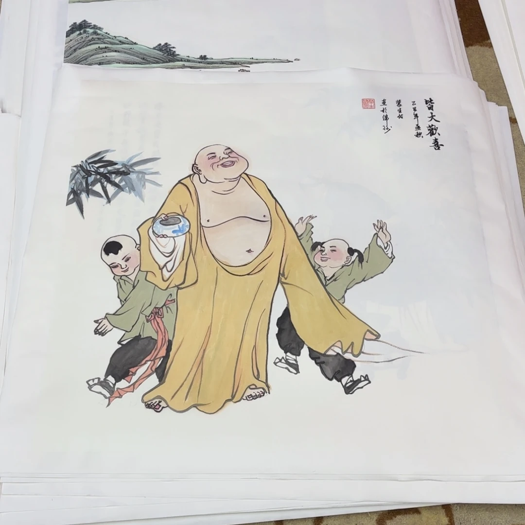 国画蒙生佑斗方童