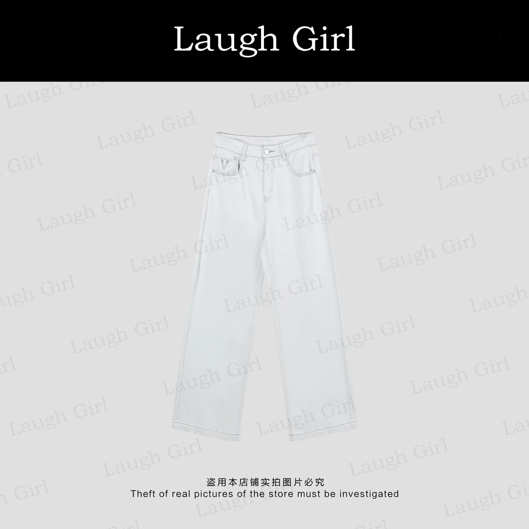 楚楚君 Laugh girl【线条牛仔】高级巨显瘦窄窄直筒牛仔裤KL53078J