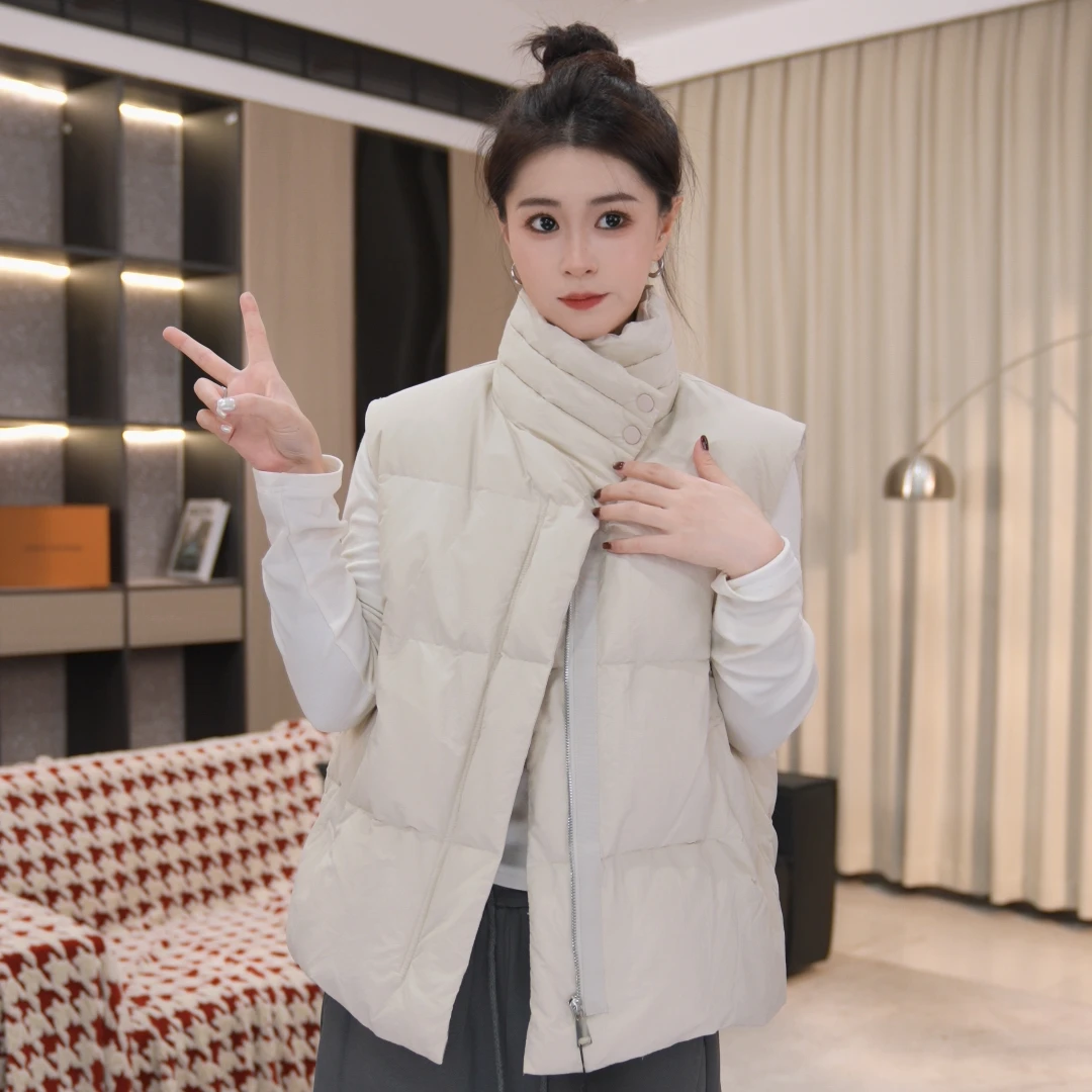 90绒马甲白鸭绒羽绒服背心短款时尚休闲马夹宽松立领冬季外套