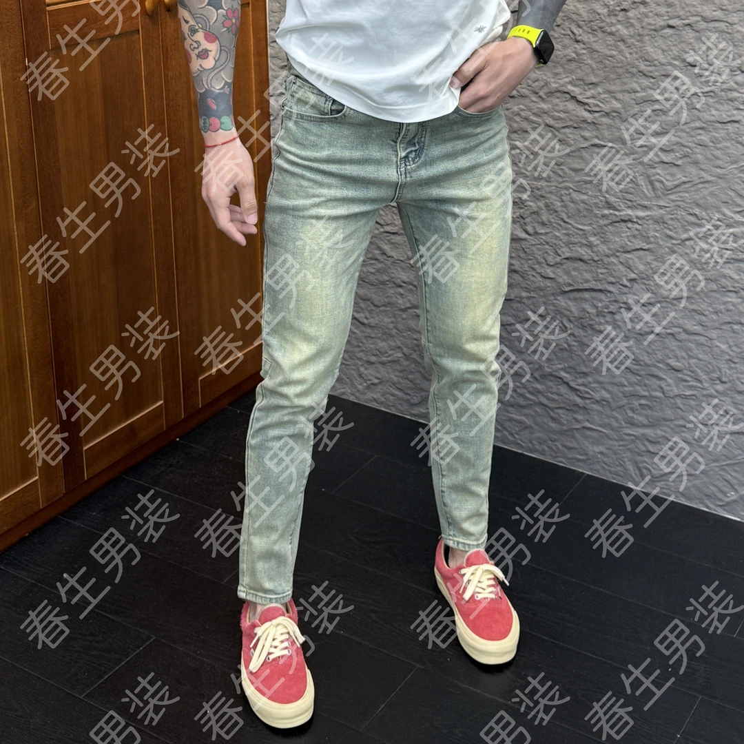 2025春季新款时尚休闲百搭净版怀旧男士小脚牛仔裤6128