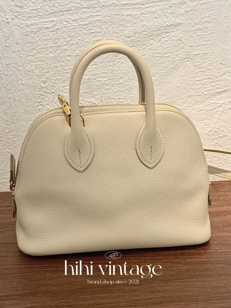 99新 Hermes/爱马仕 HIHI冰川白金扣mini手提保龄球斜挎B刻JL