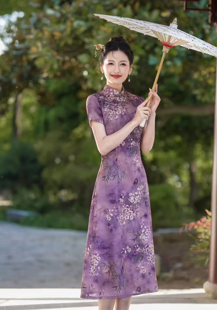 【小梅花】中国风旗袍夏季时尚显瘦中长款奥黛A23