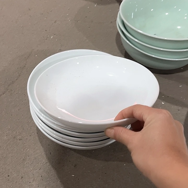 瓷片高白泥7.5英寸直口窝盘四个微瑕包邮