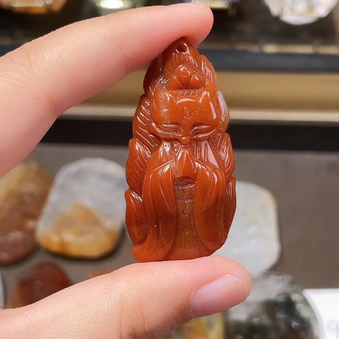 颈饰未镶嵌水晶糖****红兔毛