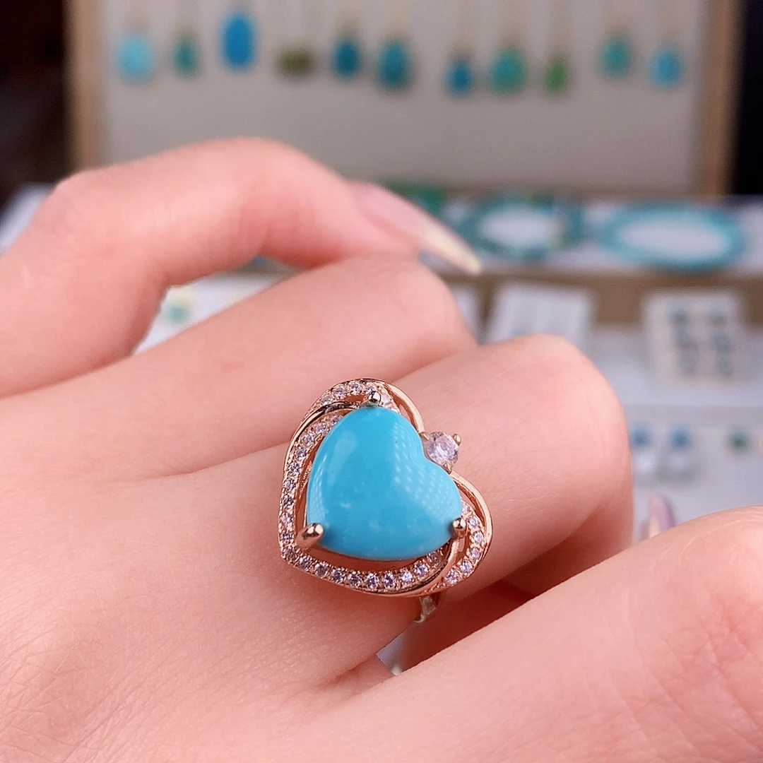 绿松石银S925镶嵌戒指