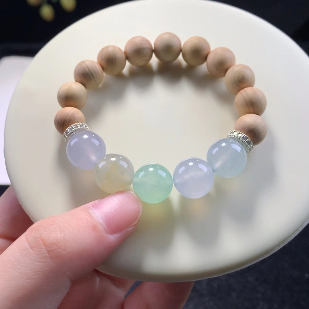 翡翠未镶嵌手串卡12冰仙彩