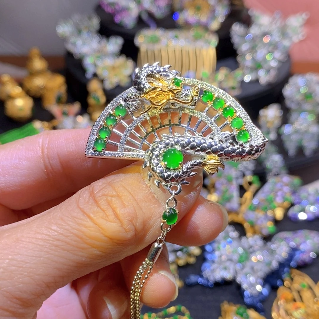 吊坠(不含链)银S925镶嵌翡翠