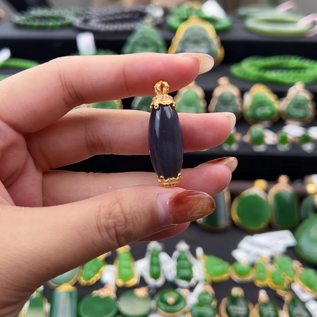 和田玉银S925镶嵌吊坠(不含链)