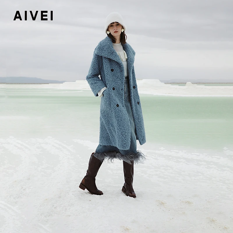 【陈大可专属】AIVEI冬季法式简约泰迪绒中长款毛呢外套R761702A