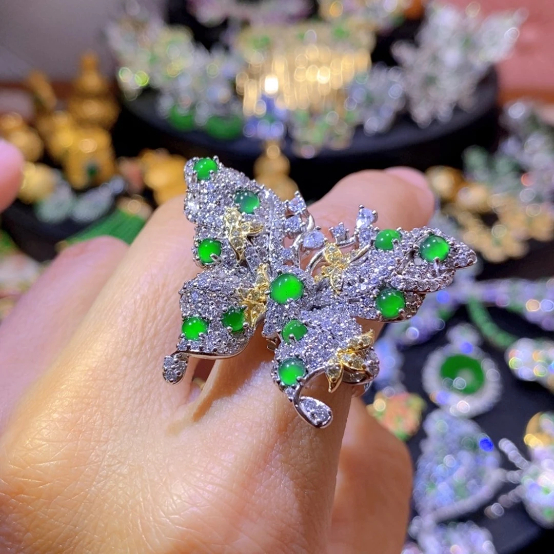 翡翠银S925镶嵌项圈天然翡翠