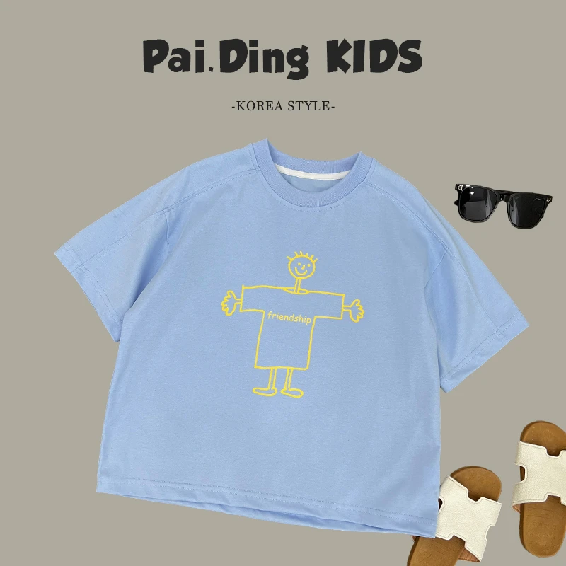 现货-【兔小呗】夏装儿童韩版时尚简约卡通宽松圆领短袖T恤HCXZ4269