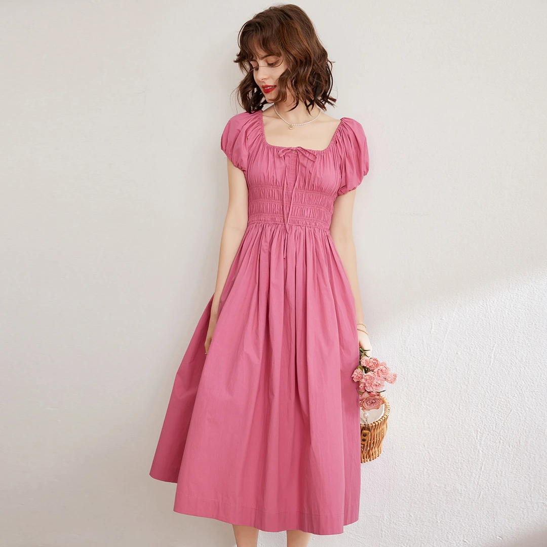 【商场同款新品】白鹿语法式浪漫打揽修身蝴蝶结泡泡连衣裙ZYU20109