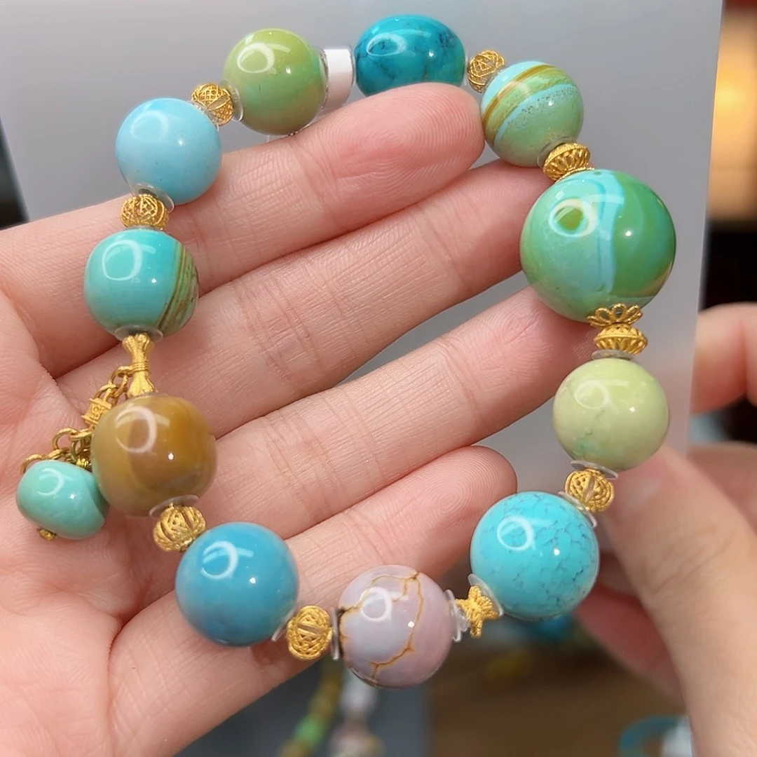 绿松石珠宝奇石18K金镶嵌s****y