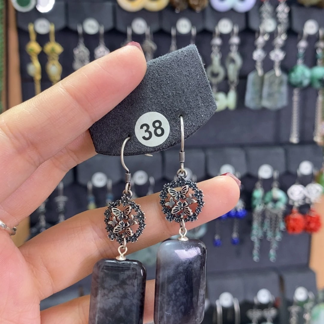 和田玉银S925镶嵌耳饰养*堂X11