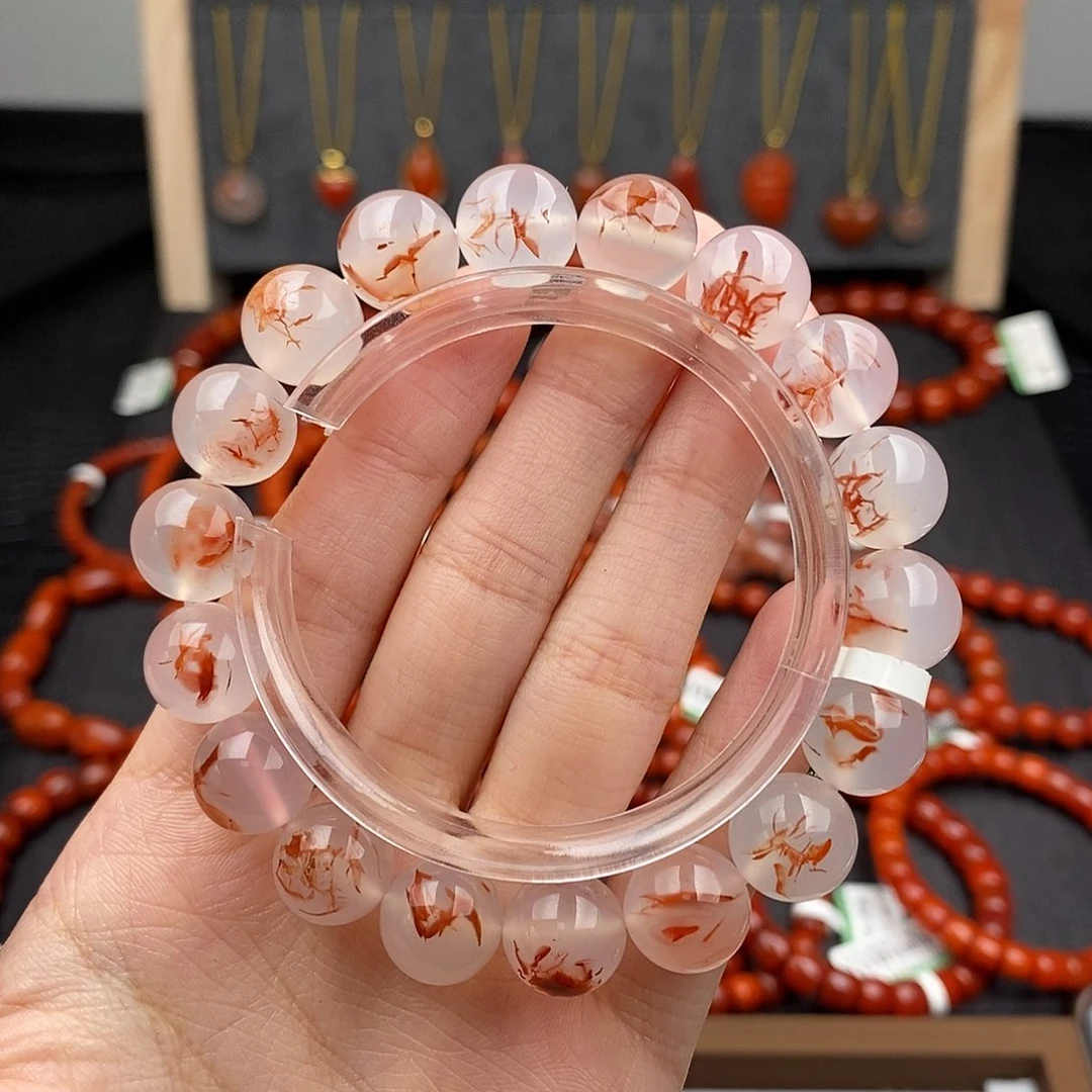 南红玛瑙未镶嵌四川凉山冰飘手串11.7mm