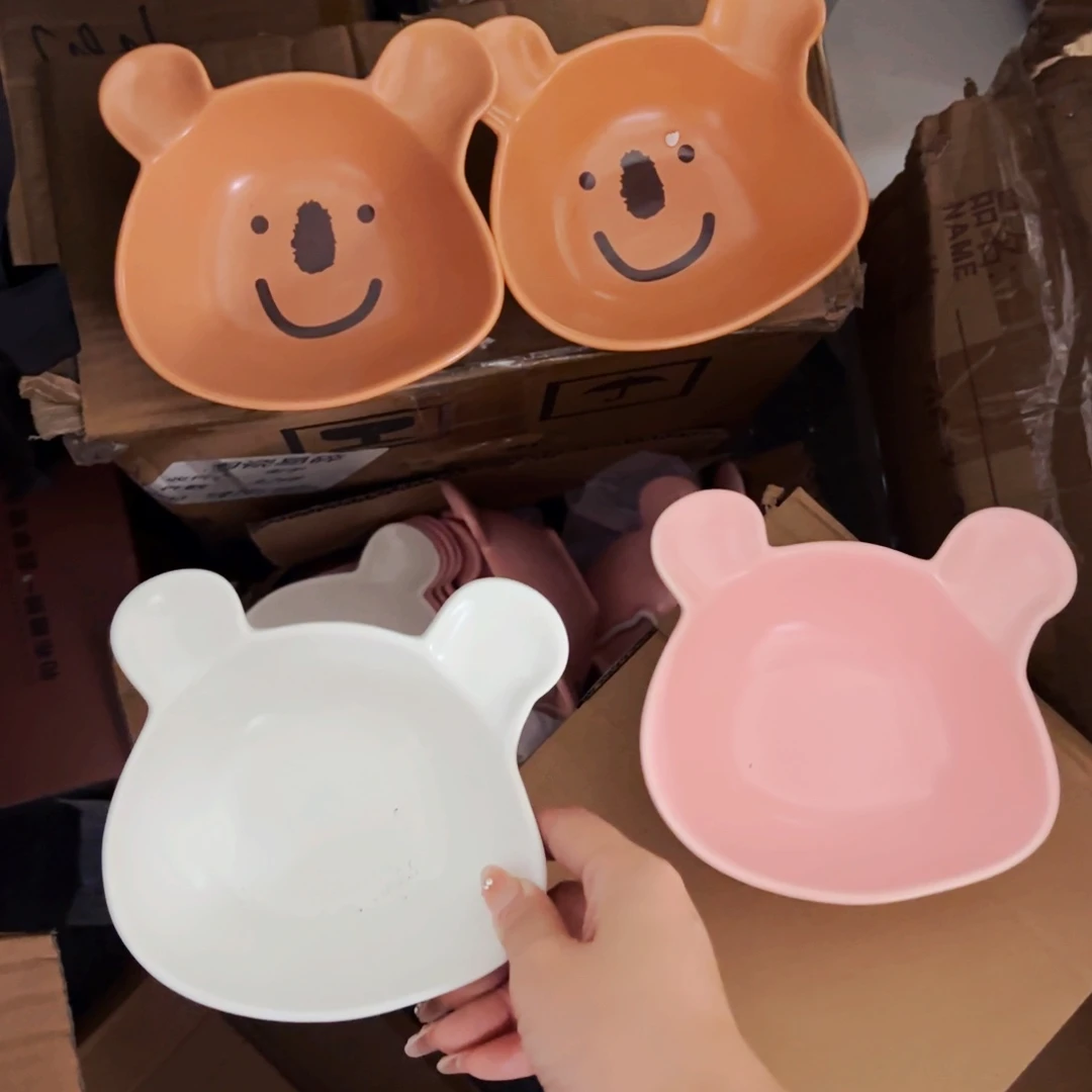 陶瓷四只可爱小熊餐碗微微瑕颜色可以备注